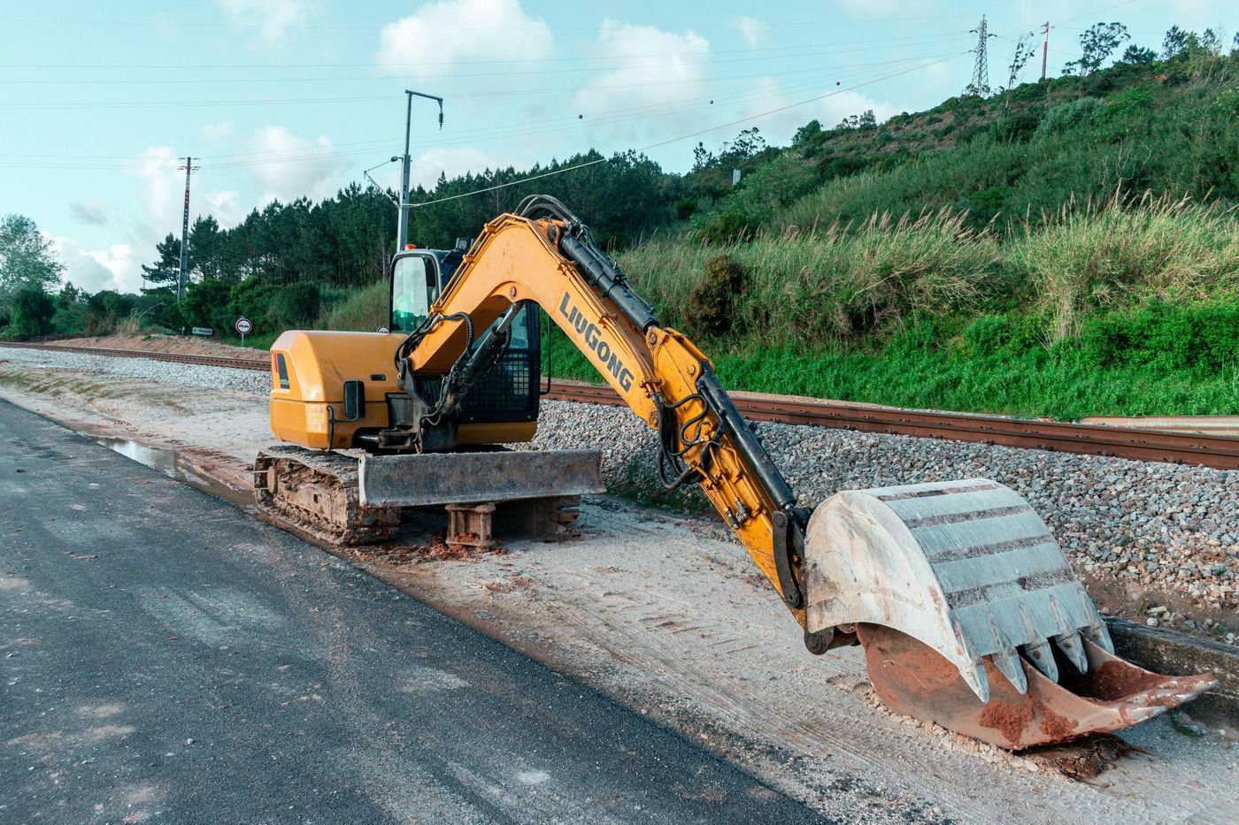 Excavator working on a site edge