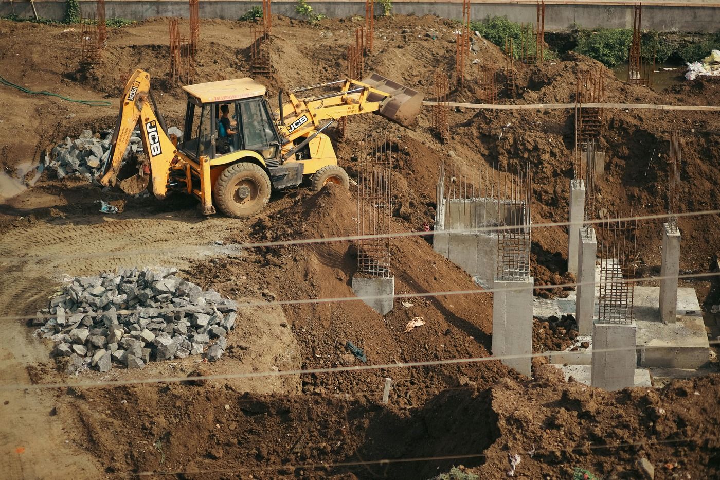 Backhoe on an earthworks site