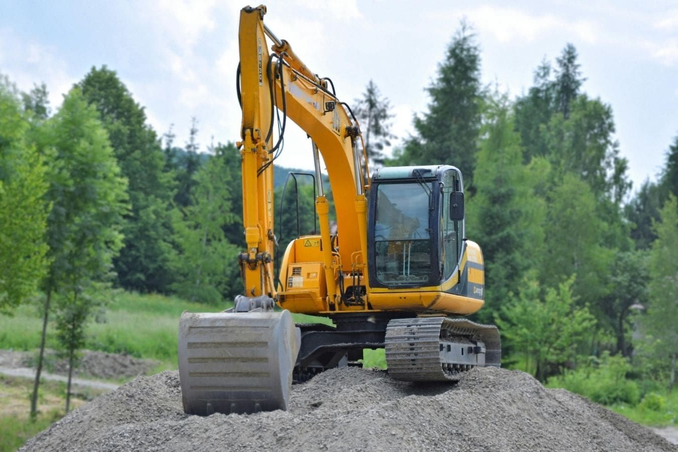 Excavator on a levelled pad