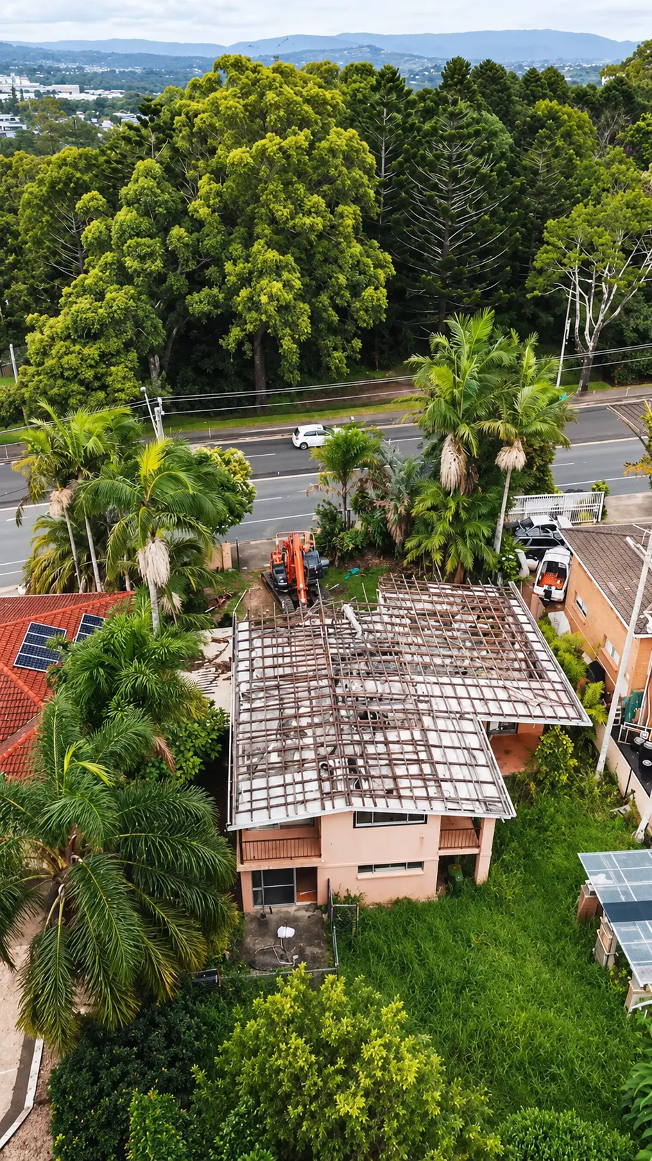Aerial view of a Safe Way house demolition